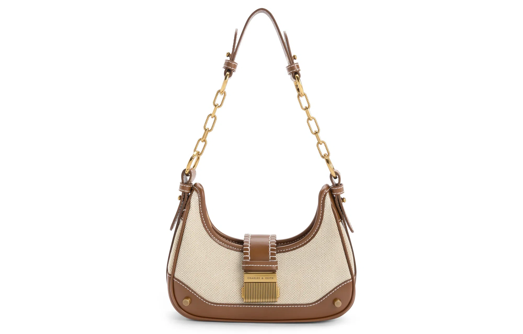 Charles & Keith Canvas Chain Shoulder Bag