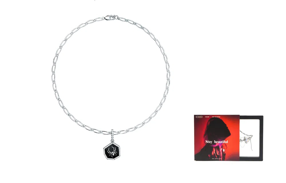 名工 欲念系列蜘蛛项链黑曜石吊坠小众轻奢配饰高级感个性时尚锁骨链礼物