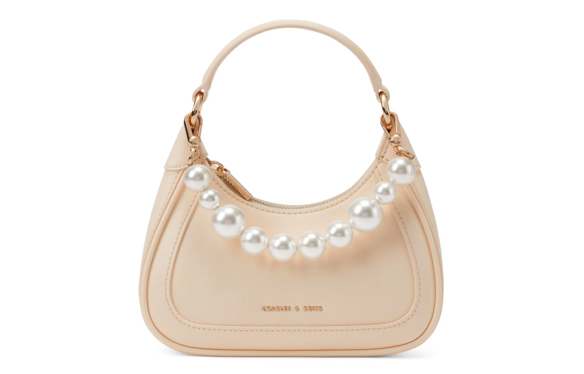 Charles & Keith Hart Bag Beige/Pink