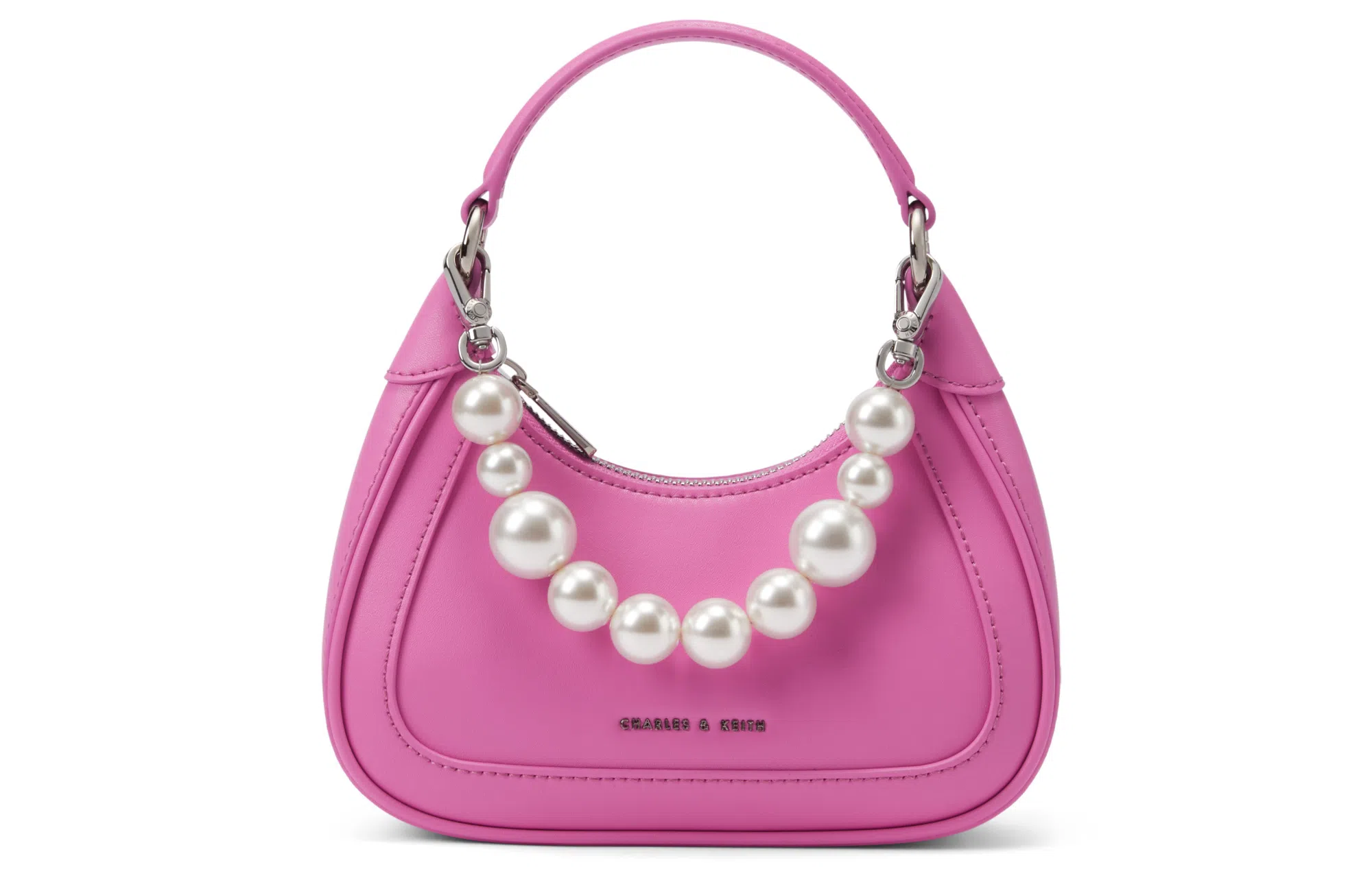 Charles & Keith Hart Bag Beige/Pink