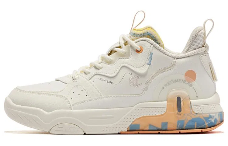 乔丹 防滑耐磨 中帮 板鞋 女款 白橙