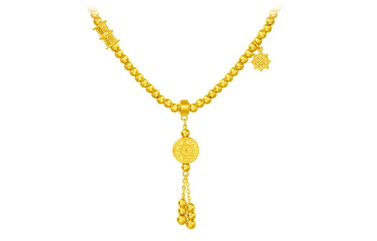 周大福 藏蕴传承系列寓意美满莲连莲开福瑞小金珠串珠一款多戴 足金 按克计价 黄金手链 女款