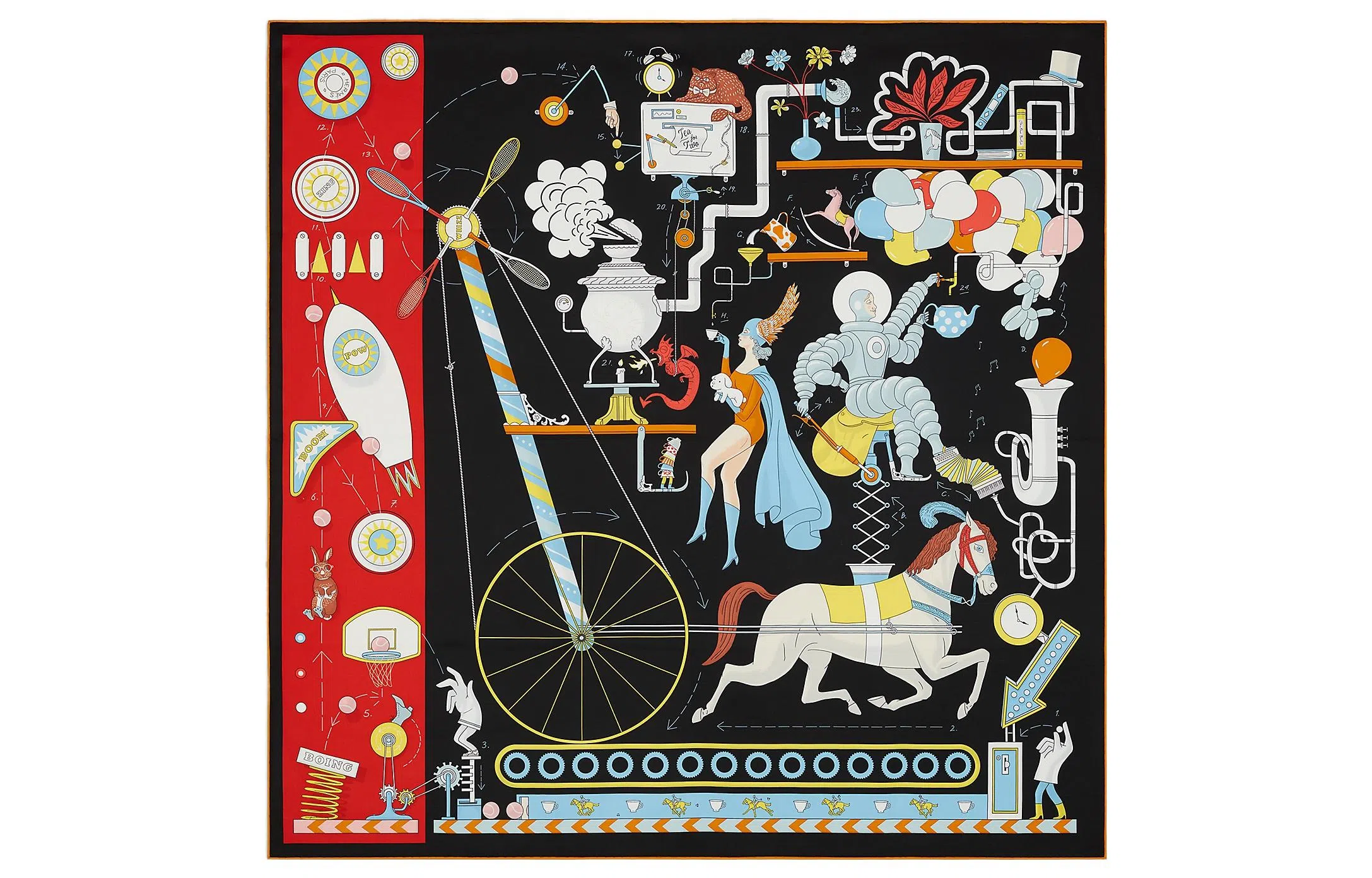 Hermes Twill Printed Scarf Black
