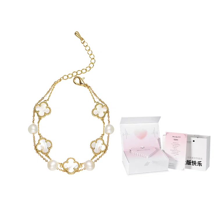 指尖瑰宝 指尖瑰宝幸运四叶草贝母珍珠 手链 女款 礼盒