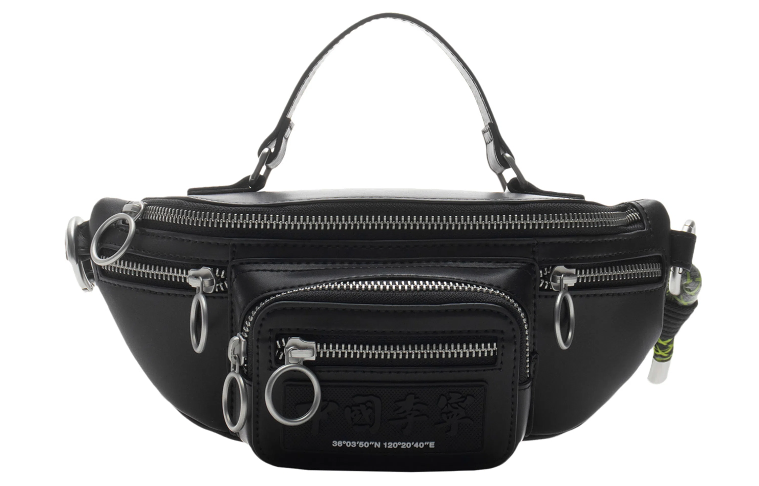 中国李宁 运动时尚 合成革 单肩斜挎胸包 男女同款情侣款 黑色