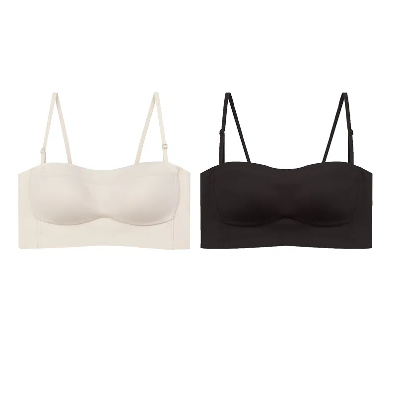 内在密码 无痕抹胸吊带内衣女美背心一体细肩带聚拢防下垂大胸罩显小文胸 两件装