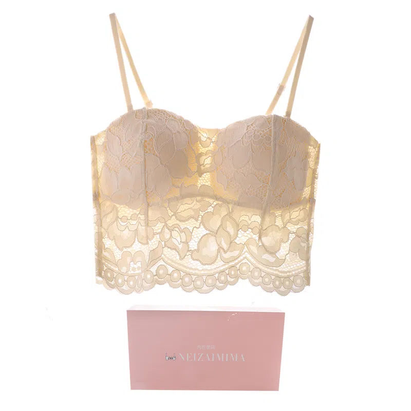 内在密码 纯色镂空花卉美背薄款蕾丝吊带背心式文胸 礼盒装