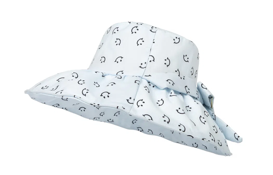 白卷 夏天遮阳防晒大檐笑脸印花 鸭舌帽 女款