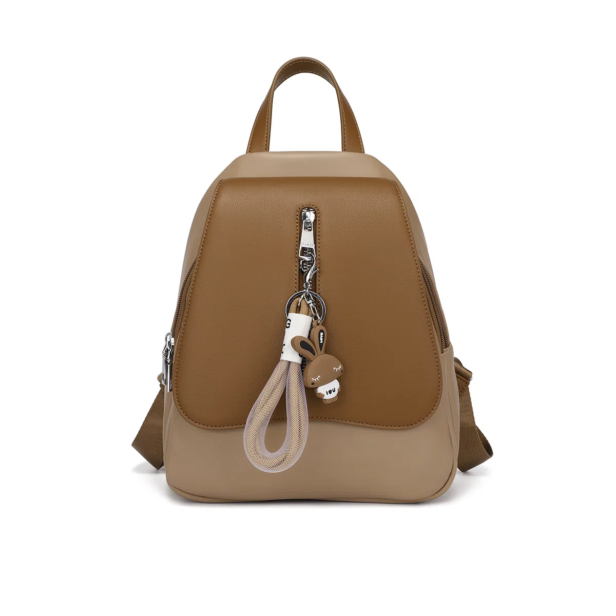 稻草人 时尚百搭通勤休闲 聚氨酯 书包背包双肩包 女款 米白配啡