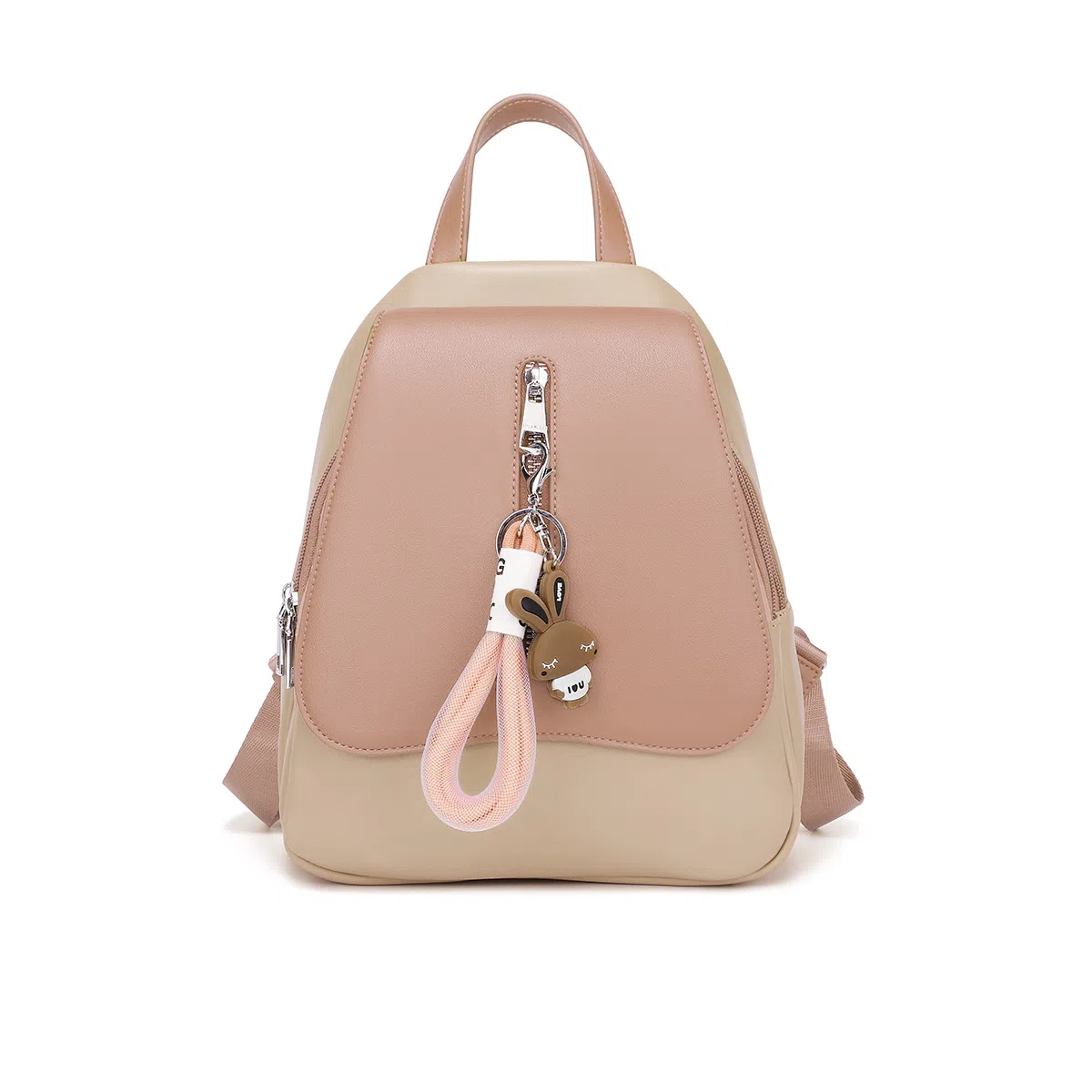 稻草人 时尚百搭通勤休闲 聚氨酯 书包背包双肩包 女款 米白配啡