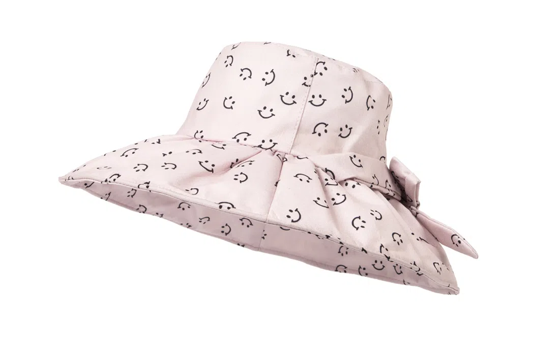 白卷 夏天遮阳防晒大檐笑脸印花 鸭舌帽 女款