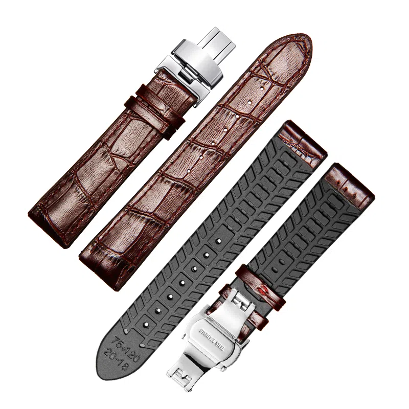 十瑞不怕水不怕汗橡胶真皮手表带男 适用于浪琴积家万国欧米茄天梭肖邦女美度男真皮牛皮手表带通用款男女
