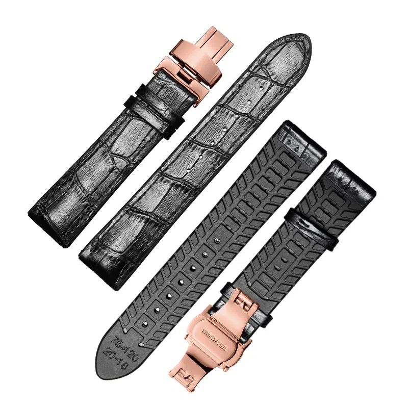十瑞不怕水不怕汗橡胶真皮手表带男 适用于浪琴积家万国欧米茄天梭肖邦女美度男真皮牛皮手表带通用款男女