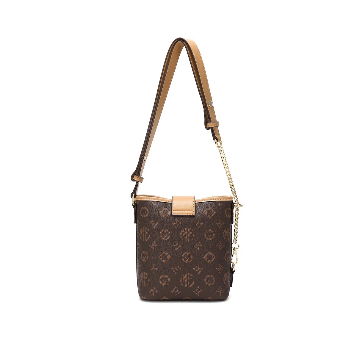 稻草人 百搭时尚高级感小众老花通勤 聚氨酯 水桶包单肩包斜挎包 女款 皮棕色