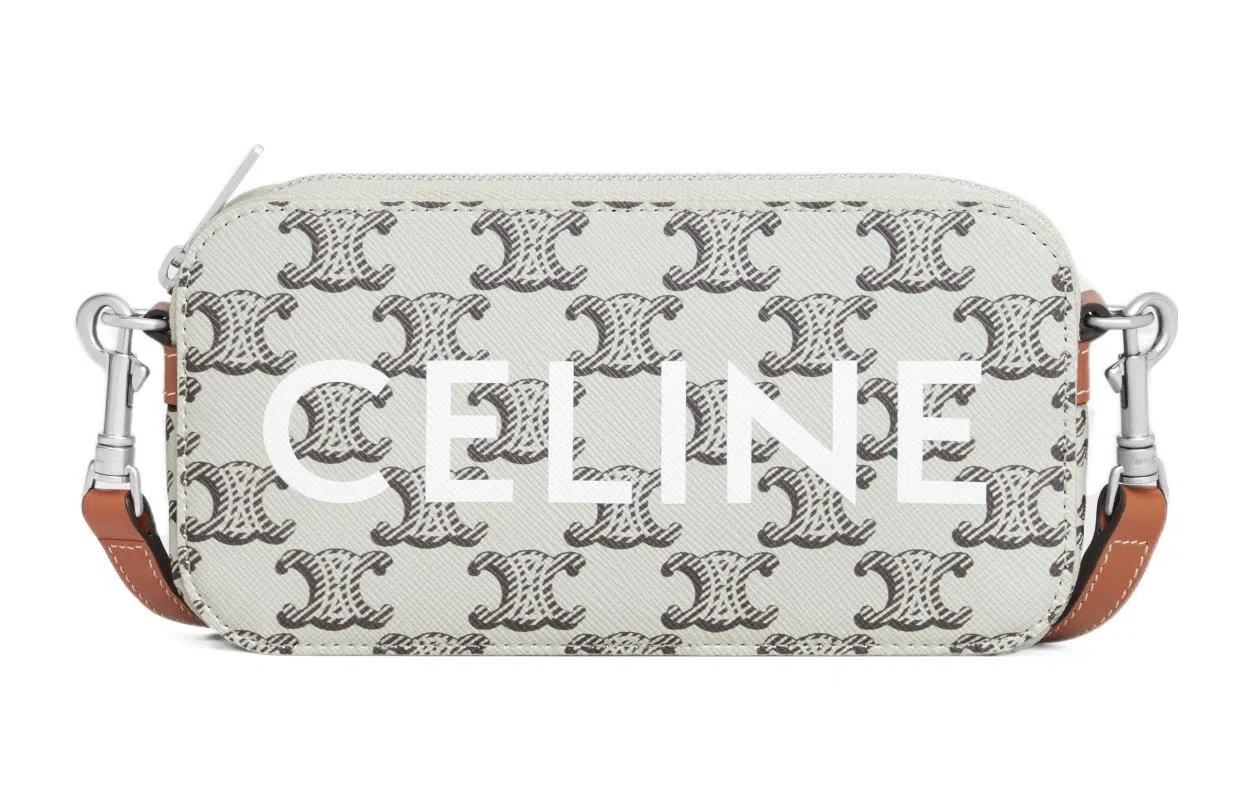 CELINE Triomphe Canvas Zip Pouch Brown