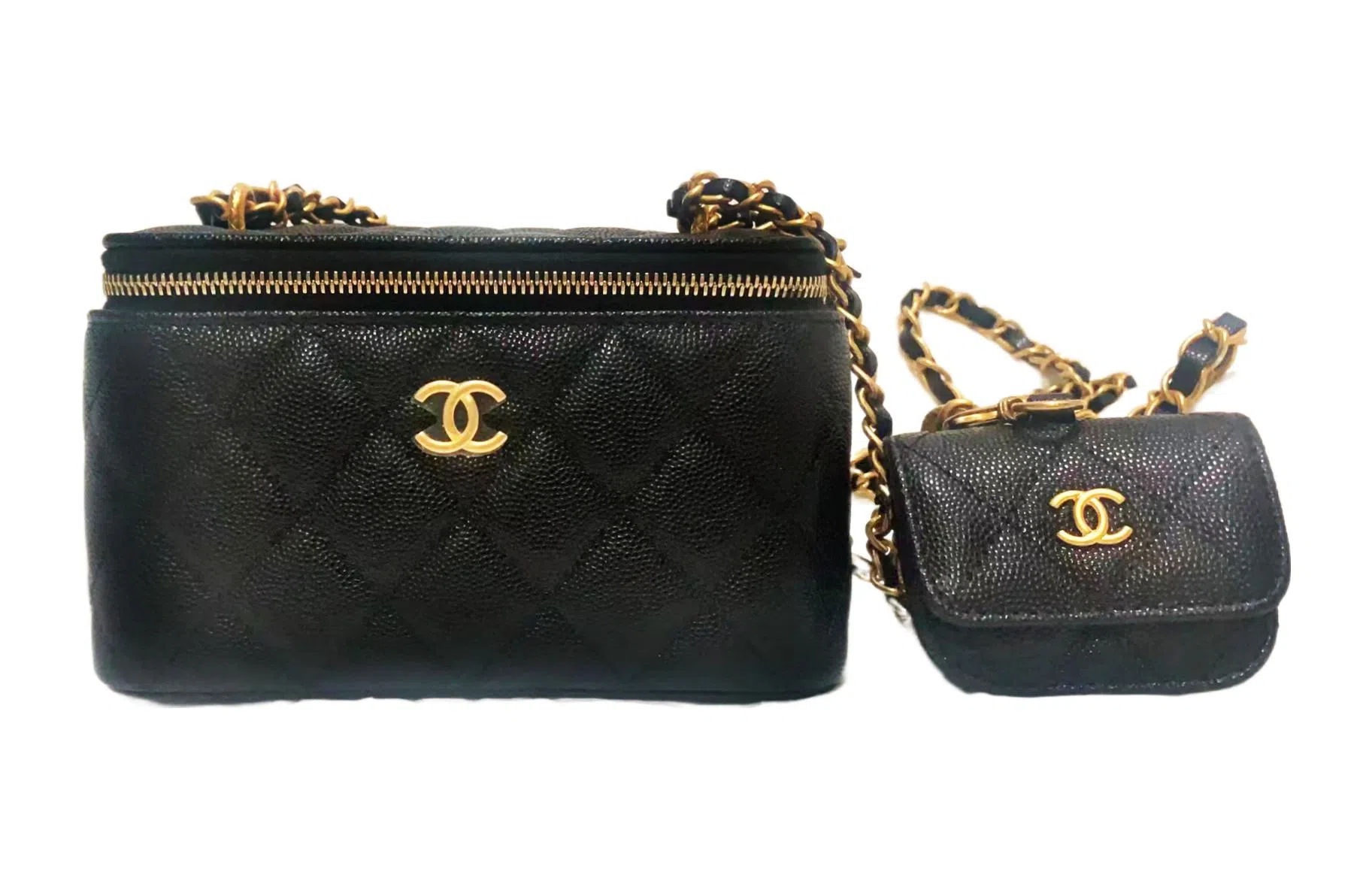 CHANEL 23A Chain Shoulder Bag Black