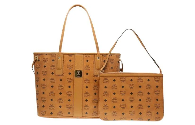MCM Liz Visetos Tote Bag Medium Cognac