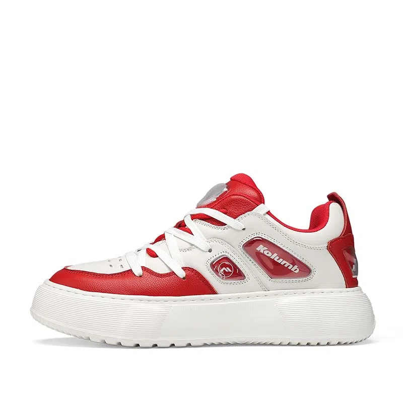 哥仑步头层牛皮厚底轻便橡胶发泡底休闲板鞋男款