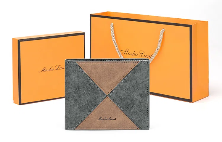 马莎兰缇 短款多功能多卡位商务休闲大容量 合成革 卡包钱包 男款 灰色/啡色