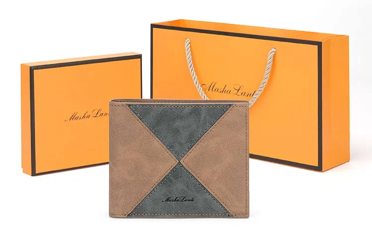 马莎兰缇 短款多功能多卡位商务休闲大容量 合成革 卡包钱包 男款 灰色/啡色