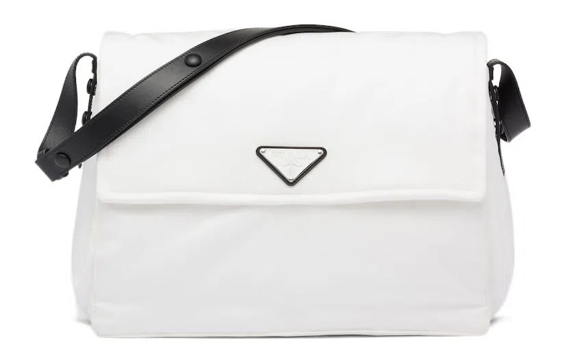 PRADA Cini Re-Nylon Messenger Bag Large White