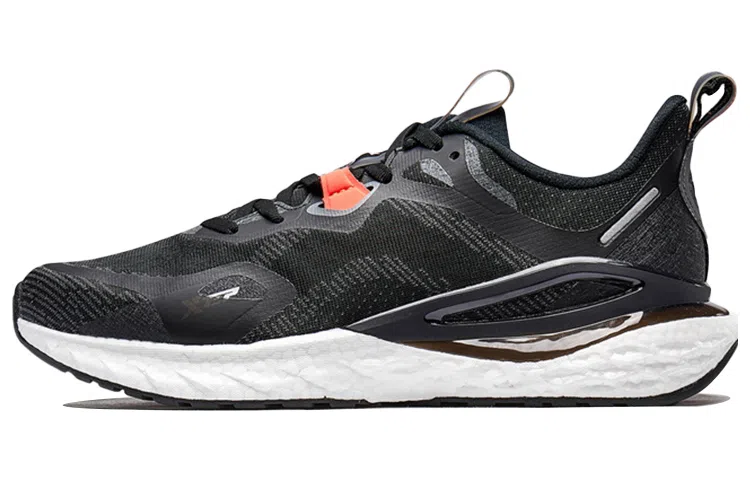 特步 动力巢科技 织物 减震防滑轻便 低帮 跑步鞋 男款 黑色