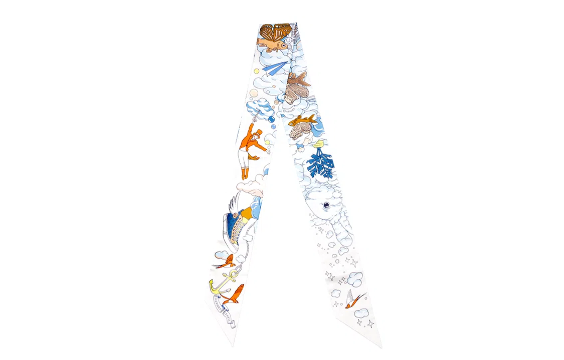 Hermes My Cloudscape Twill Silk Scarf White