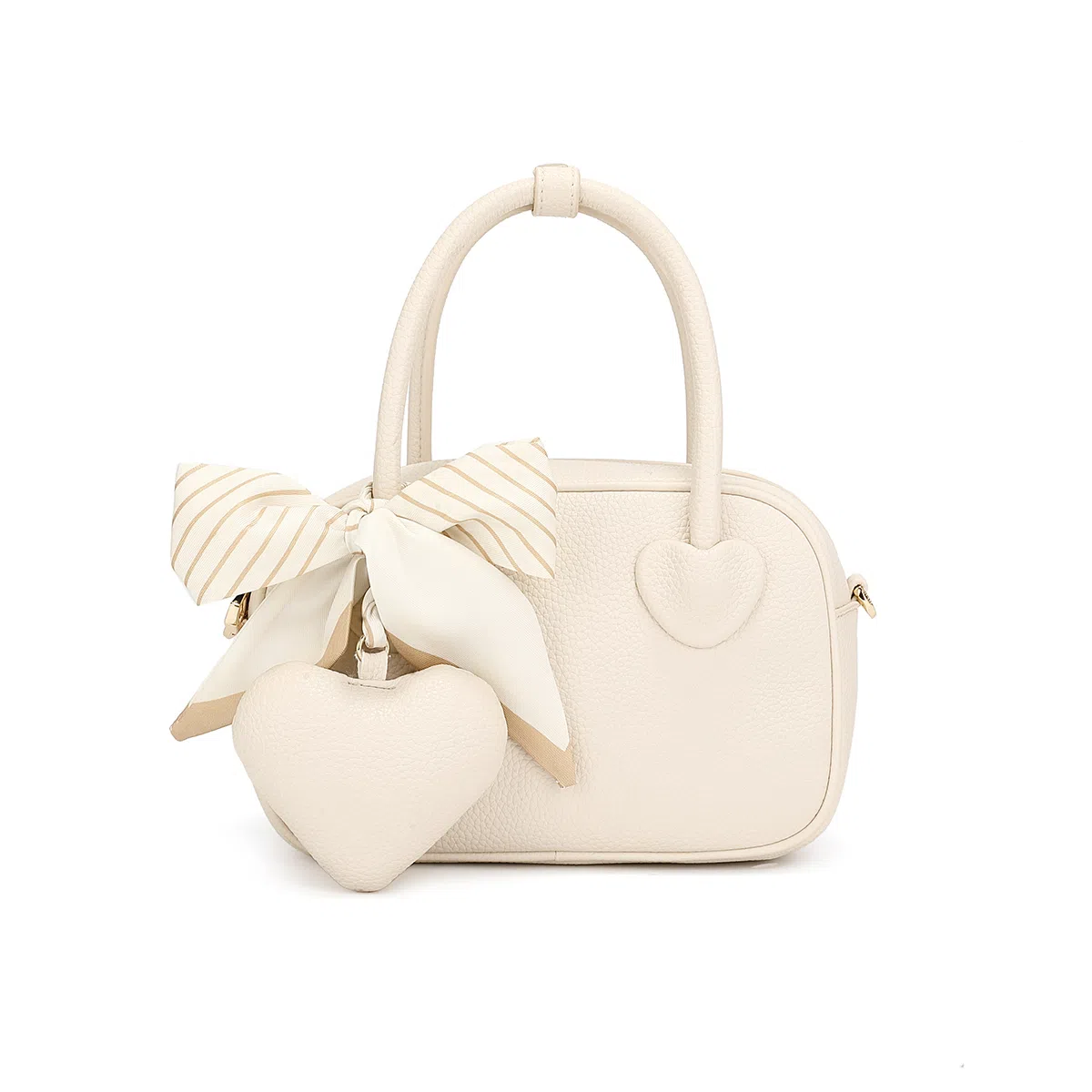 稻草人 可爱爱心 聚氨酯 手提包手拎包单肩斜挎包 女款 米白/粉红/棕色