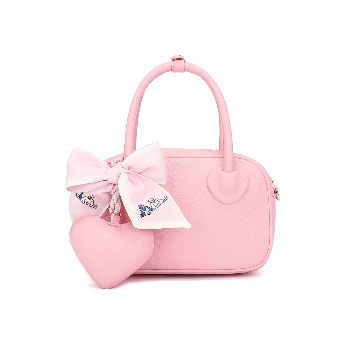 稻草人 可爱爱心 聚氨酯 手提包手拎包单肩斜挎包 女款 米白/粉红/棕色