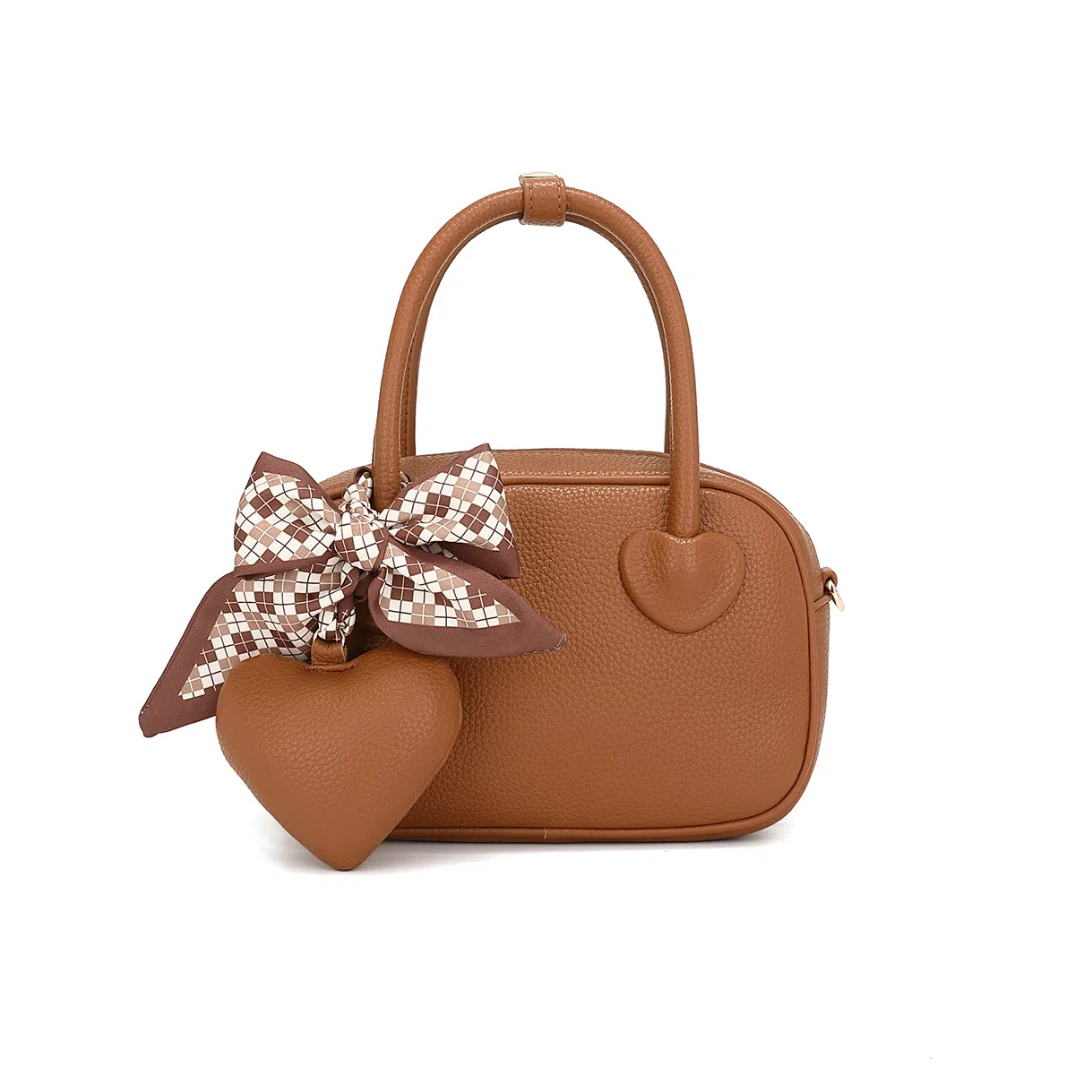 稻草人 可爱爱心 聚氨酯 手提包手拎包单肩斜挎包 女款 米白/粉红/棕色