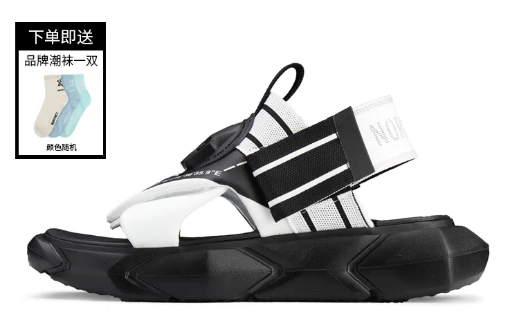 NORVINCY Platform Velcro Sandals Black White