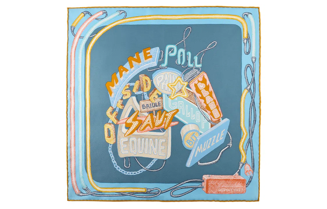 Hermes Chevaloscope Neon Scarf