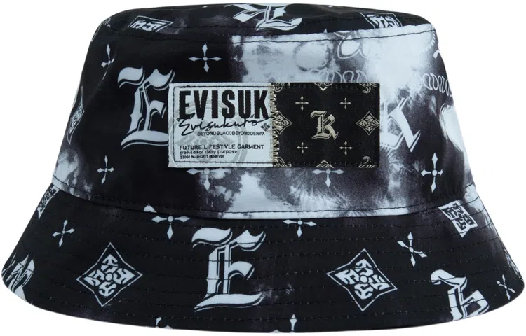 EVISU Printed Bucket Hat Black