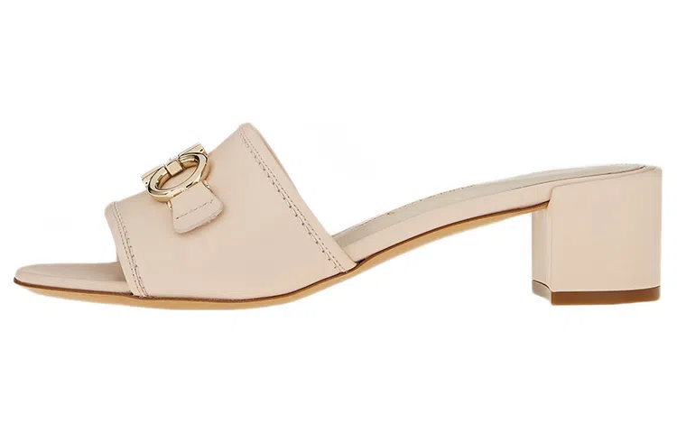 Ferragamo Gancini White Slides