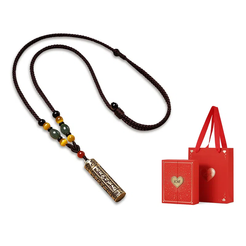 久爱 藏式复古经文可打开装东西黄铜吊坠男士挂饰本命年转运珠沉稳气质 其他 项链 男款