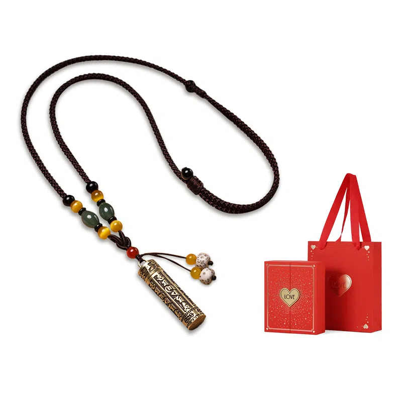 久爱 藏式复古经文可打开装东西黄铜吊坠男士挂饰本命年转运珠沉稳气质 其他 项链 男款