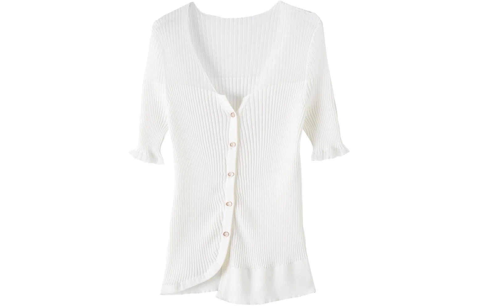 【dme】 纯色开衫薄款长袖针织衫 女款 本白