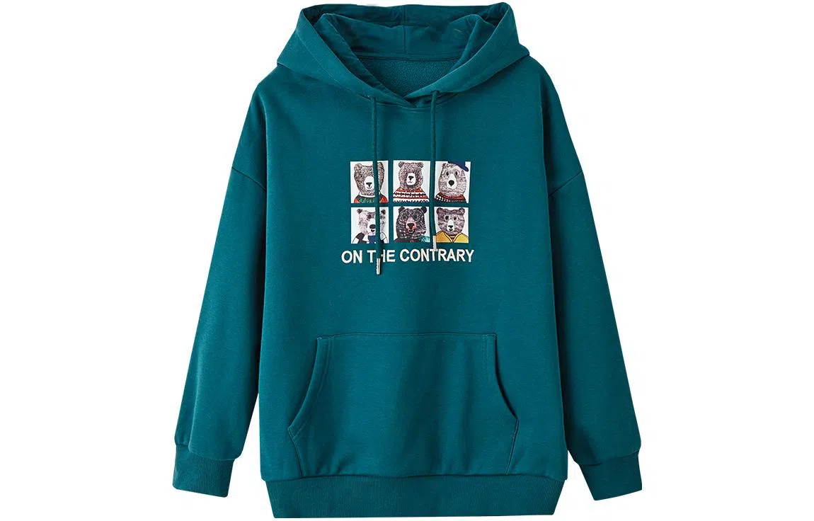 【dme】 小熊印花连帽加绒卫衣 女款