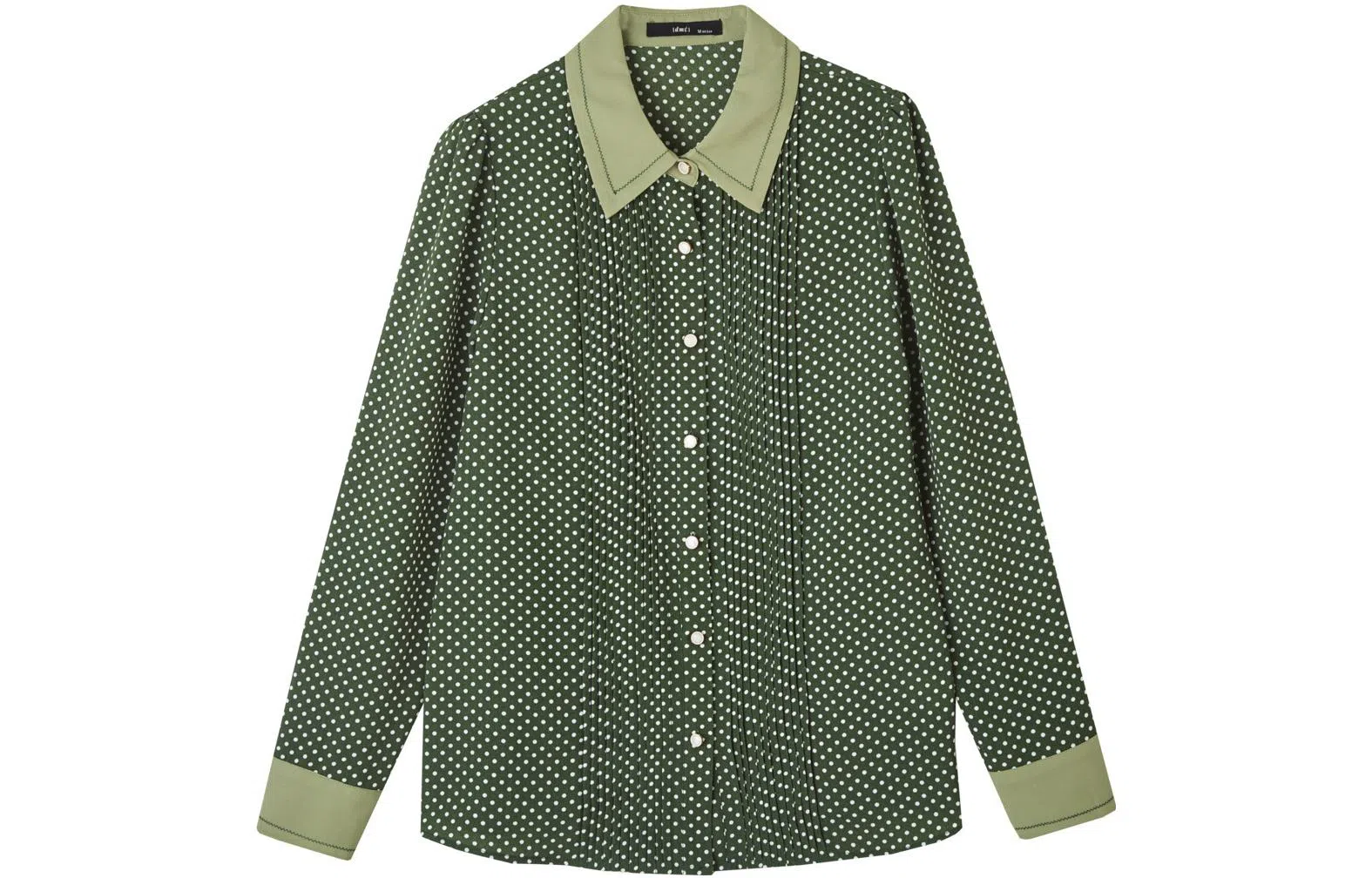 【dme】 休闲波点长袖衬衫 女款 绿色
