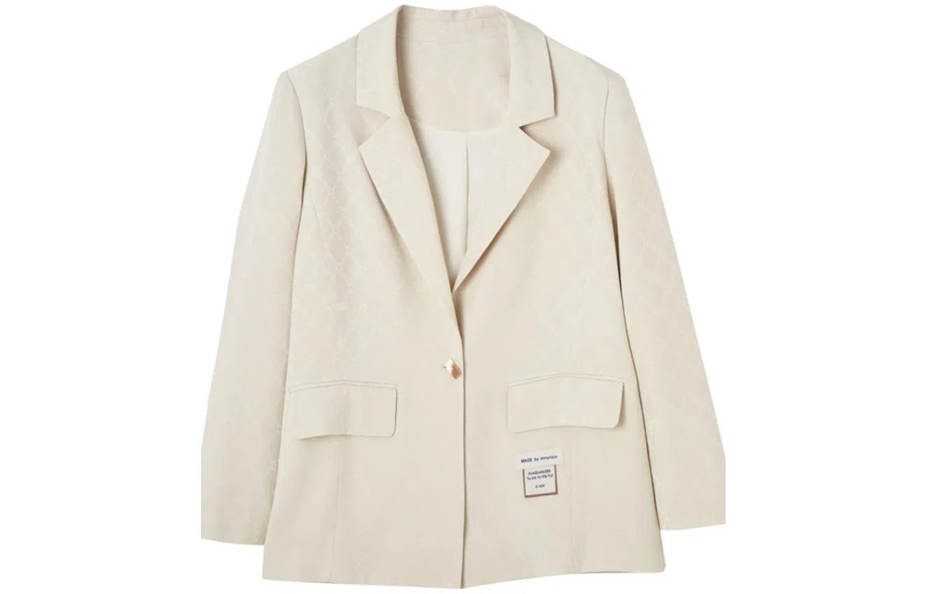 【dme】一粒扣几何印花通勤简约长袖西装 女款 米白