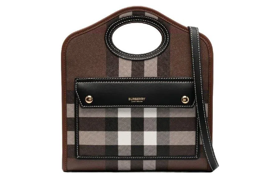 Burberry Check Pattern Shoulder Bag Brown