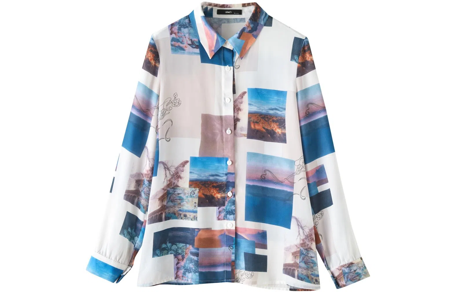 【dme】 图案满印薄款长袖衬衫 女款 浅粉红