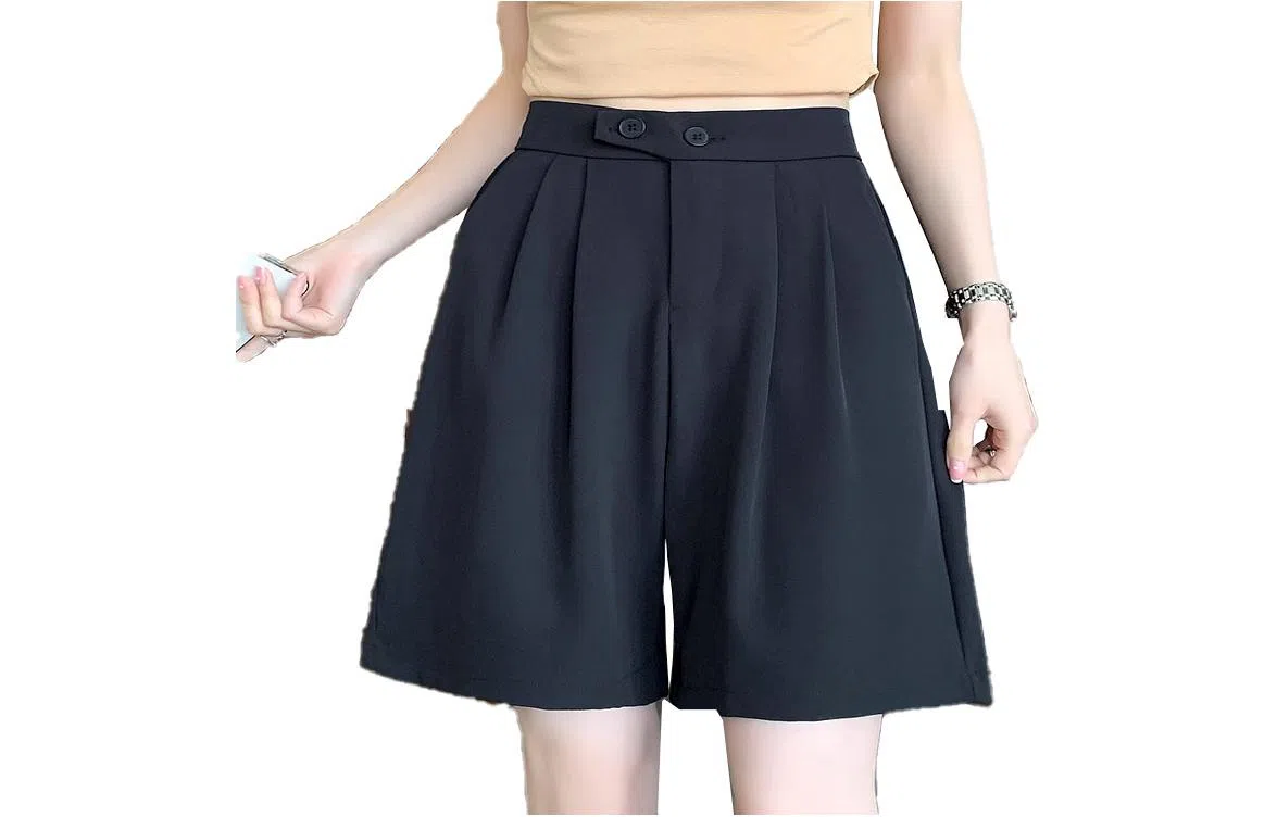 【dme】高腰纯色五分休闲短裤 女款