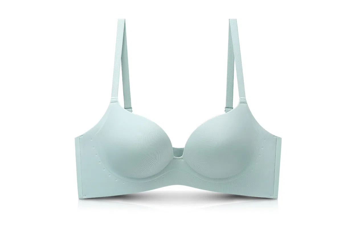 润微 纯色聚拢防下垂无痕文胸 蓝色