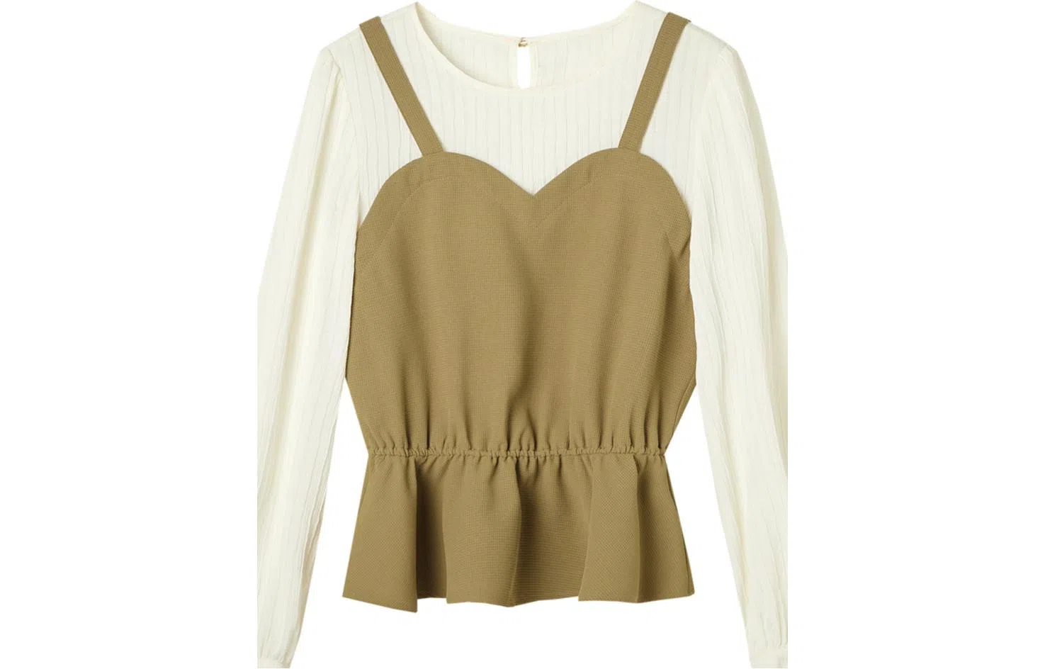 【dme】 假两件拼接圆领长袖衬衫 女款 浅咖色