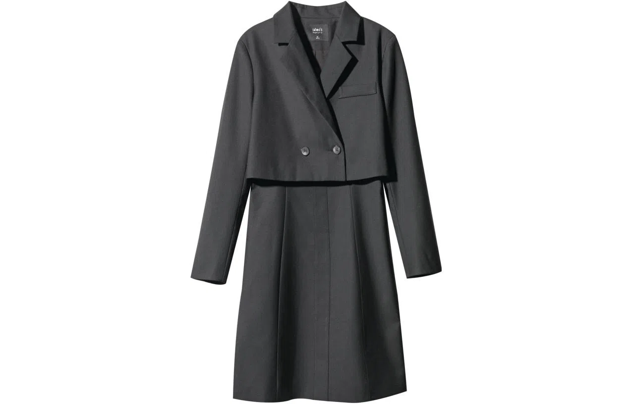 【dme】 纯色休闲西装外套吊带连衣裙裙装套装 女款 黑色