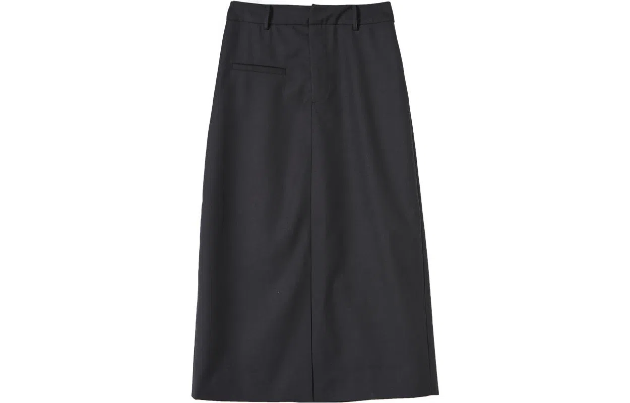 【dme】 纯色高腰半身休闲长裙 女款 黑色