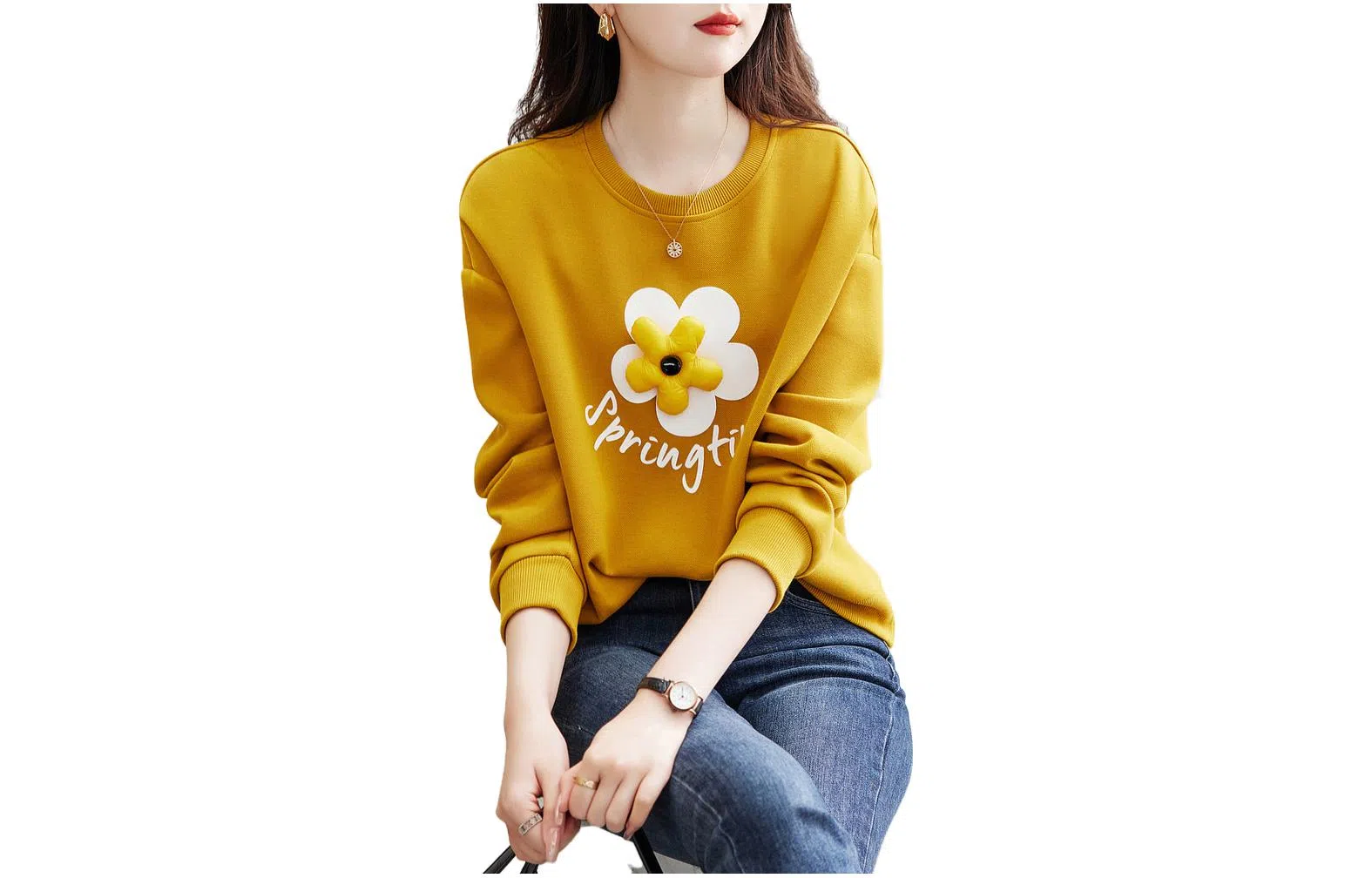 【dme】 圆领宽松珠地空气层印花字母卫衣 女款