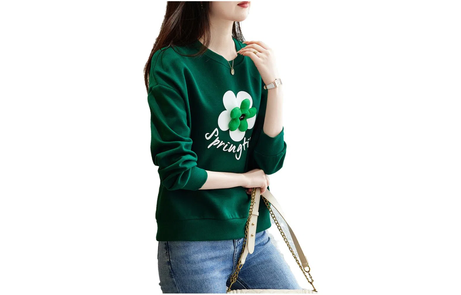 【dme】 圆领宽松珠地空气层印花字母卫衣 女款