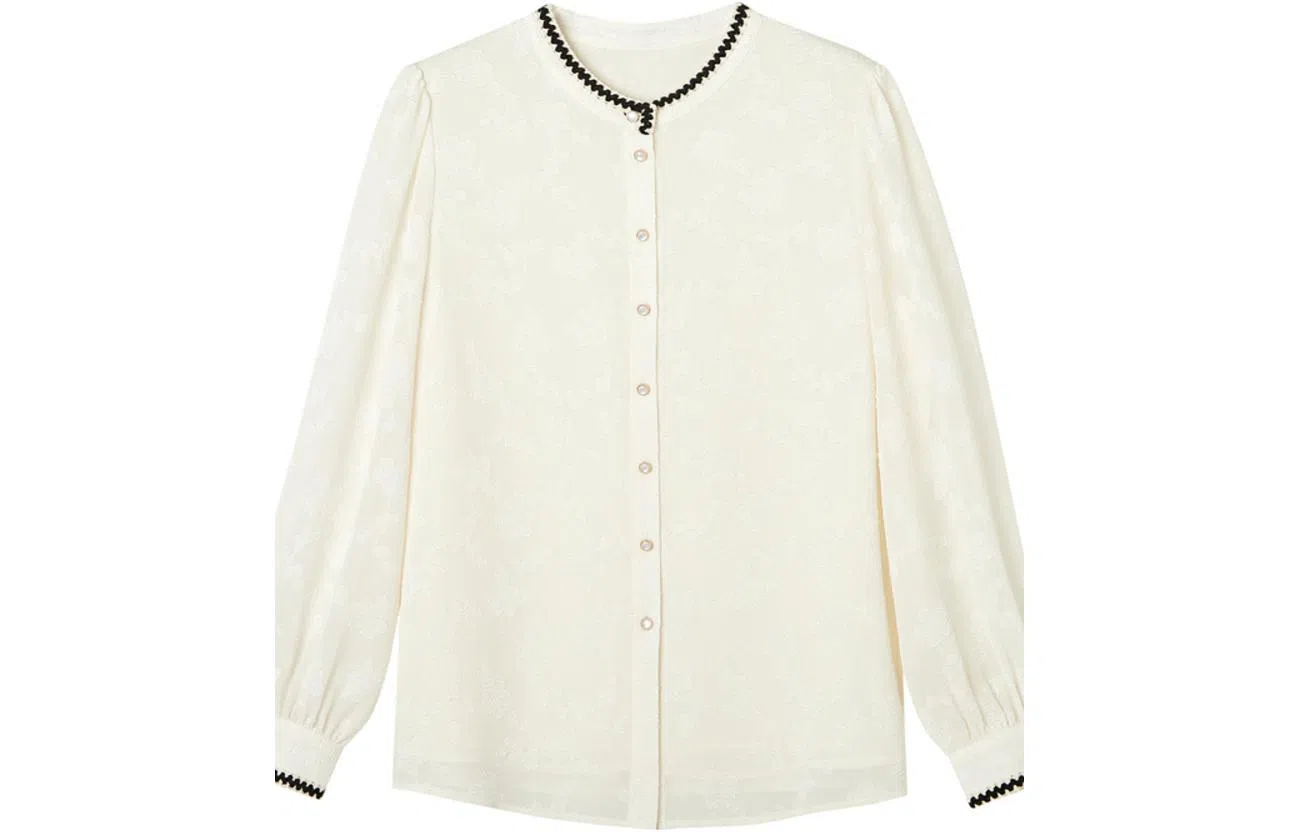 【dme】休闲圆领长袖衬衫 女款 米白色